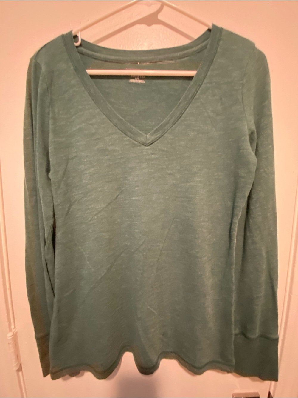 Mossimo Supply Co. V‑Neck Long Sleeve Top in Teal Green